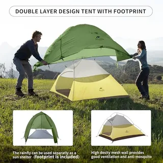 NATUREHIKE Cloud Up Camping Tent 2 Personen Licht Waterdicht — miniatuur 3