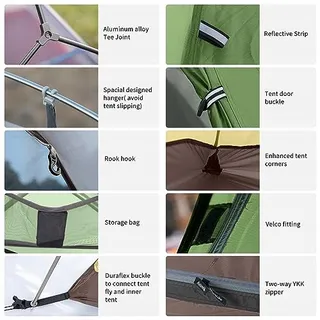 NATUREHIKE Cloud Up Camping Tent 2 Personen Licht Waterdicht — miniatuur 7