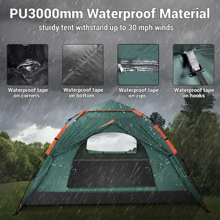 CFLITY Camping Tent 3 Personen Automatisch Waterdicht 4 Seizoenen — miniatuur 2