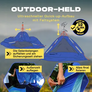 LUMALAND Pop-up Kampeertent 2-3 Personen Waterdicht 210x190x110cm — miniatuur 4