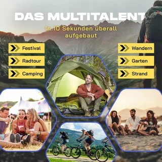 LUMALAND Pop-up Kampeertent 2-3 Personen Waterdicht 210x190x110cm — miniatuur 7