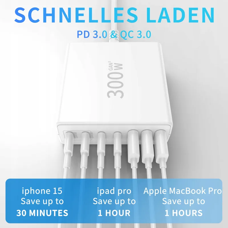 FINIBO USB C Oplader 300W Meervoudig 7 Poorten — foto 3