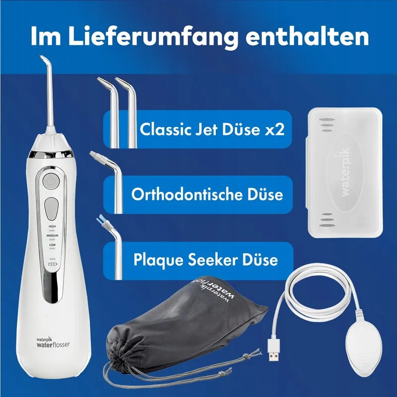 WATERPIK Cordless Advanced Waterflosser 4 Opzetstukken 3 Standen Wit — foto 7