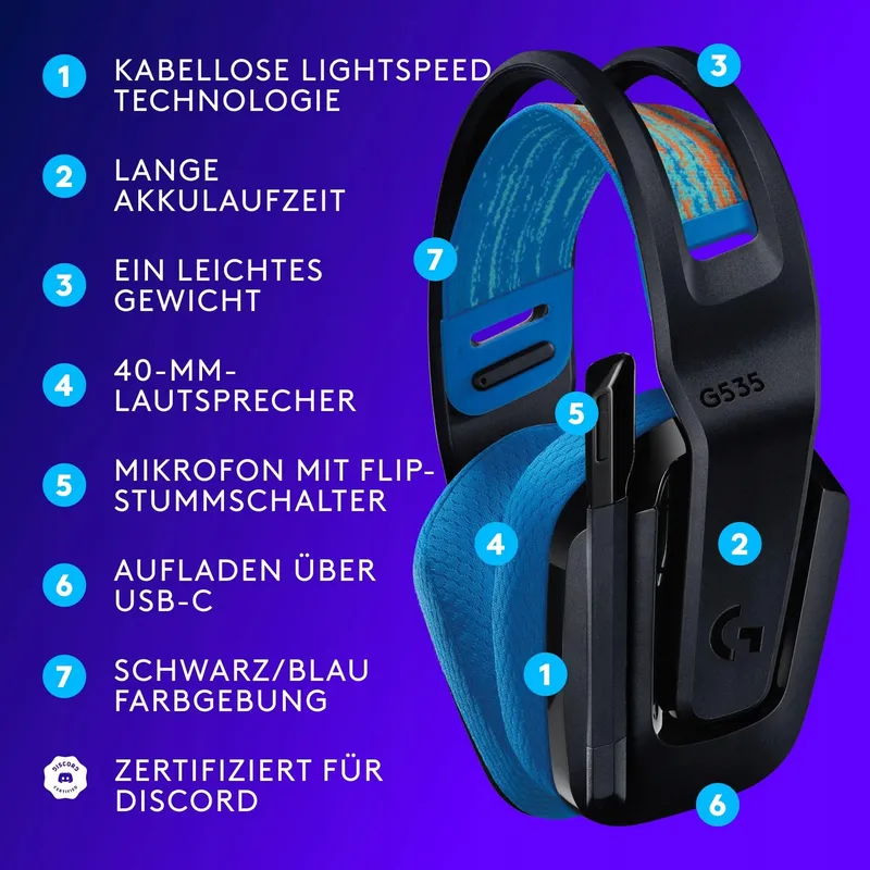 LOGITECH G G535 Draadloze Gaming Headset USB-C — foto 6