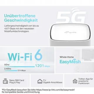 TP-LINK Archer NX200 LTE 5G Router AX1800 Dualband 3x Gigabit MU-MIMO — miniatuur 3