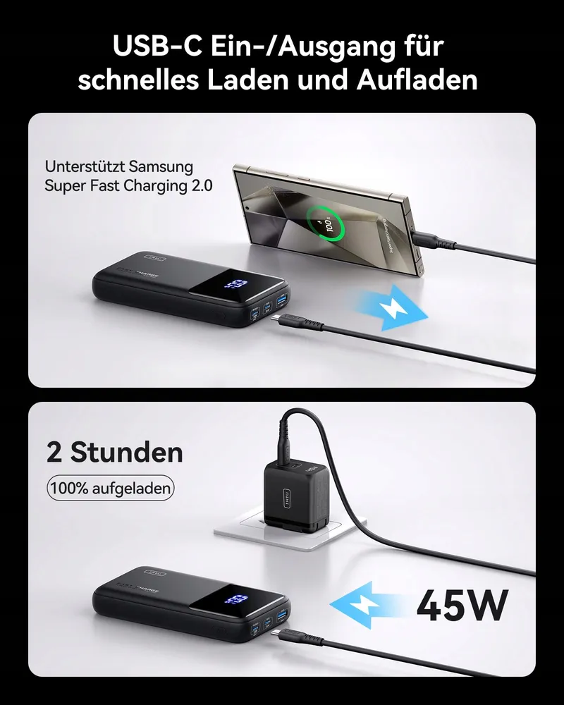 INIU Powerbank 20000mAh 65W USB-C Telefoon Laptop — foto 5