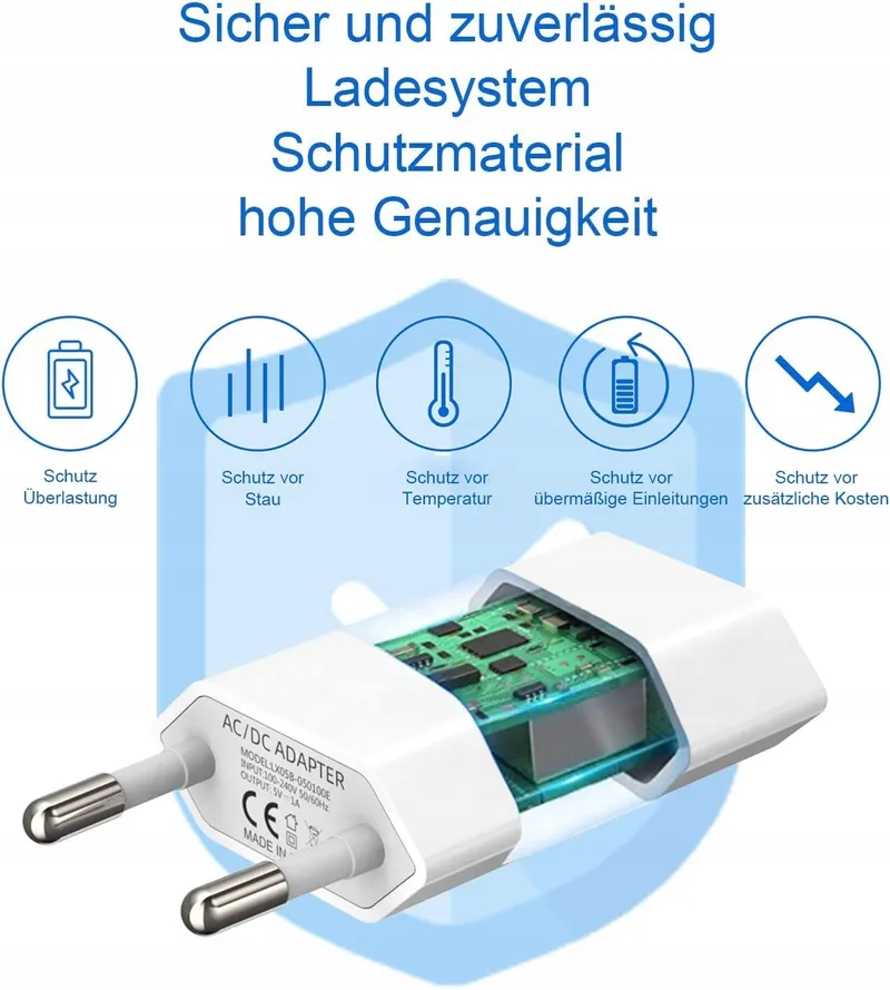 UNIVERSAL USB Oplader 2 Stuks Adapter 5V 1A voor Smartphones iPhone — foto 2