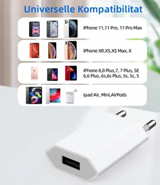 UNIVERSAL USB Oplader 2 Stuks Adapter 5V 1A voor Smartphones iPhone — miniatuur 6