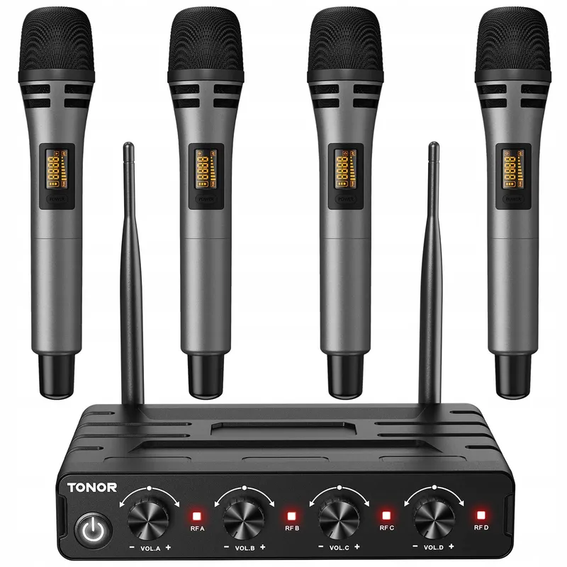TONOR Draadloze Microfoonset 4x5 Kanalen 60m Karaoke Podium — foto 1