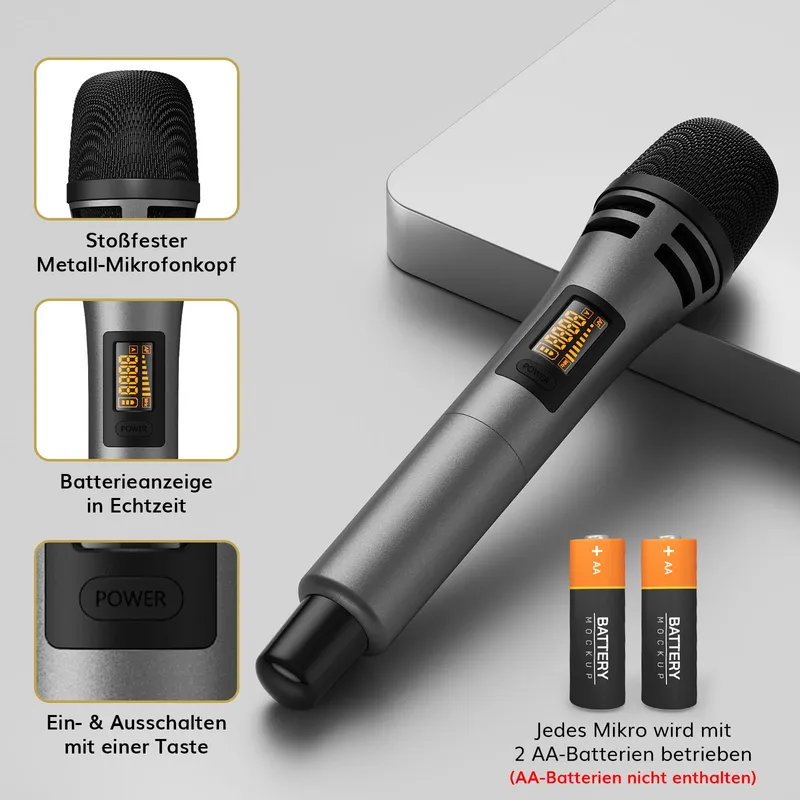 TONOR Draadloze Microfoonset 4x5 Kanalen 60m Karaoke Podium — foto 7