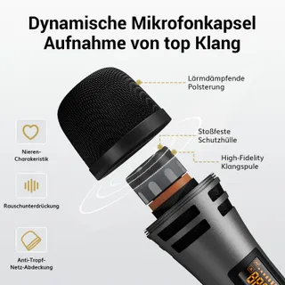 TONOR Draadloze Microfoonset 4x5 Kanalen 60m Karaoke Podium — miniatuur 9