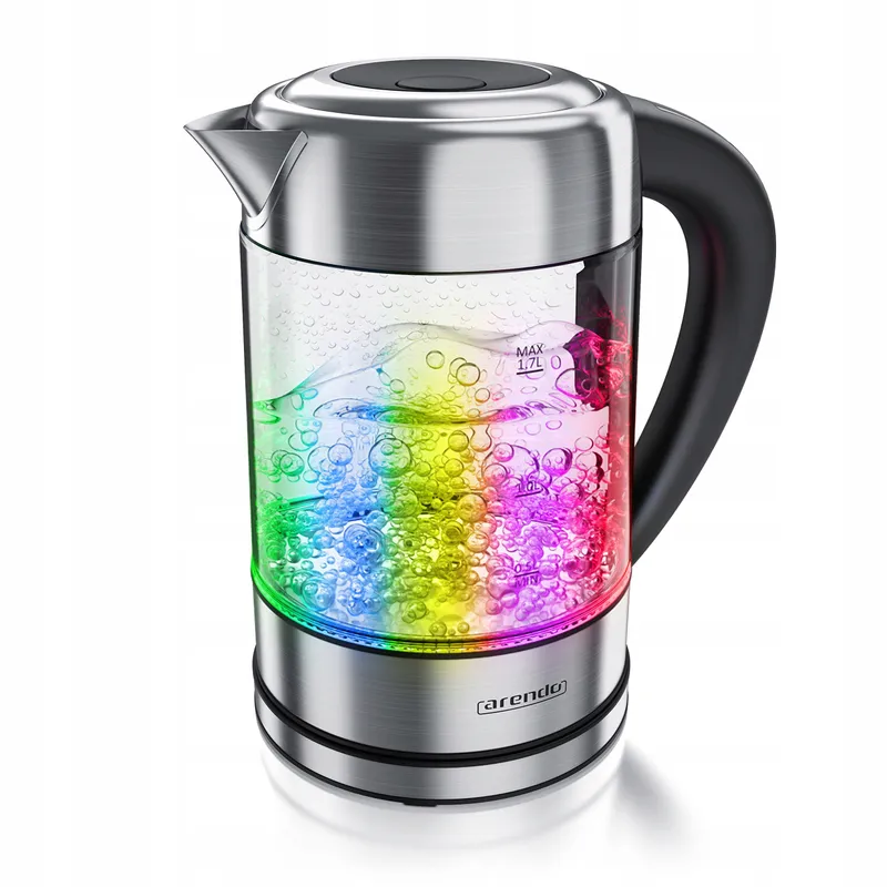 ARENDO Waterkoker Glas RVS 1,7L Temperatuurregeling RGB — foto 1