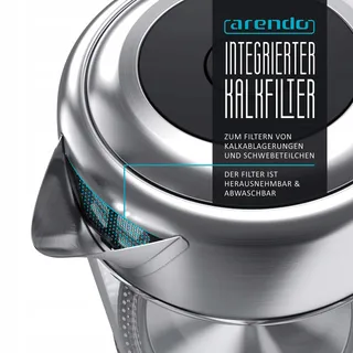 ARENDO Waterkoker Glas RVS 1,7L Temperatuurregeling RGB — miniatuur 4