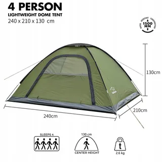 SAFACUS Camping Tent 3-4 Personen Licht Waterdicht Koepeltent — miniatuur 2