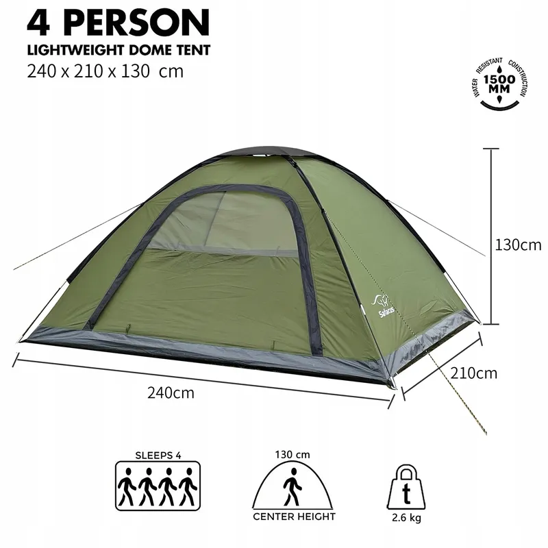 SAFACUS Camping Tent 3-4 Personen Licht Waterdicht Koepeltent — foto 2