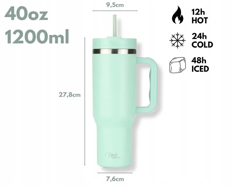 MILU Thermosbeker 1200ml Rietje Handvat — foto 4