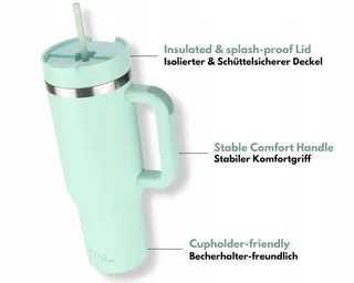 MILU Thermosbeker 1200ml Rietje Handvat — miniatuur 2