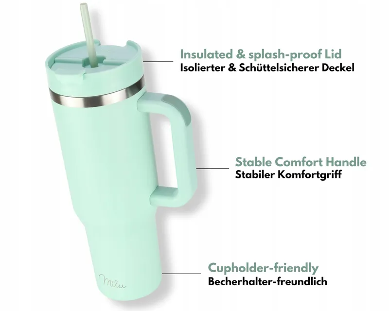 MILU Thermosbeker 1200ml Rietje Handvat — foto 2
