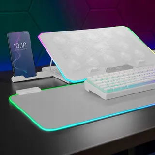 MARS GAMING Laptop Koelstandaard ARGB 13 Ventilatoren Wit — miniatuur 6