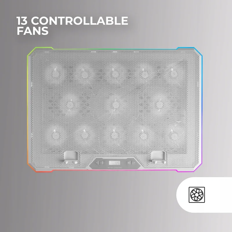 MARS GAMING Laptop Koelstandaard ARGB 13 Ventilatoren Wit — foto 2
