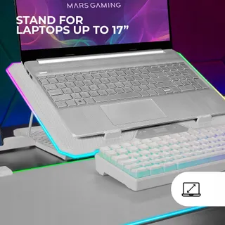 MARS GAMING Laptop Koelstandaard ARGB 13 Ventilatoren Wit — miniatuur 3