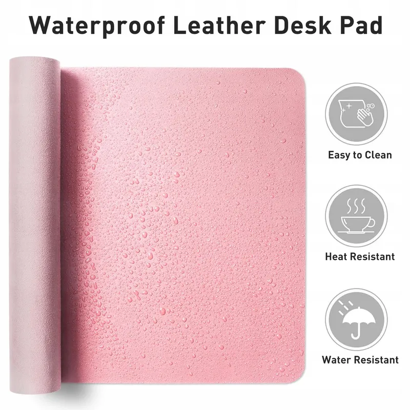 AOTHIA Waterdichte Opvouwbare Leren Bureaumat 91x43cm Roze — foto 3