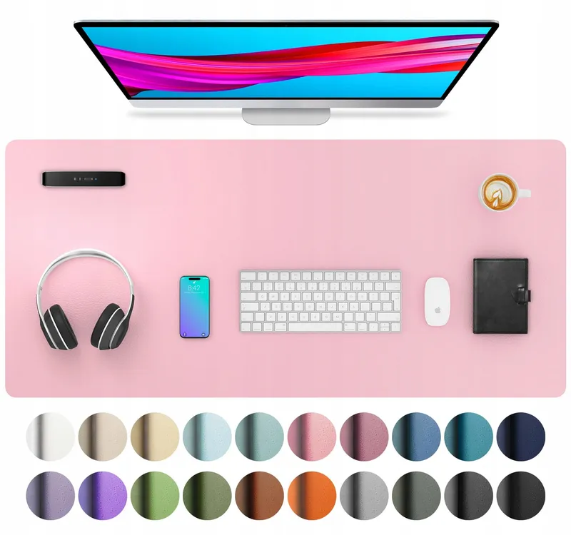 AOTHIA Waterdichte Opvouwbare Leren Bureaumat 91x43cm Roze — foto 1