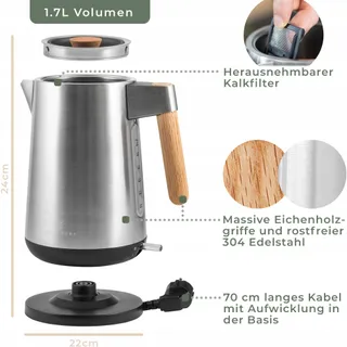 WALDWERK Waterkoker 3000W 1,7L RVS Houten Handvat — miniatuur 6