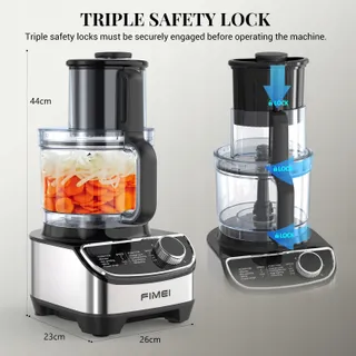 FIMEI Keukenmachine 1300W 3 Snelheden 35L Hakmolen 1,5L Blender — miniatuur 2