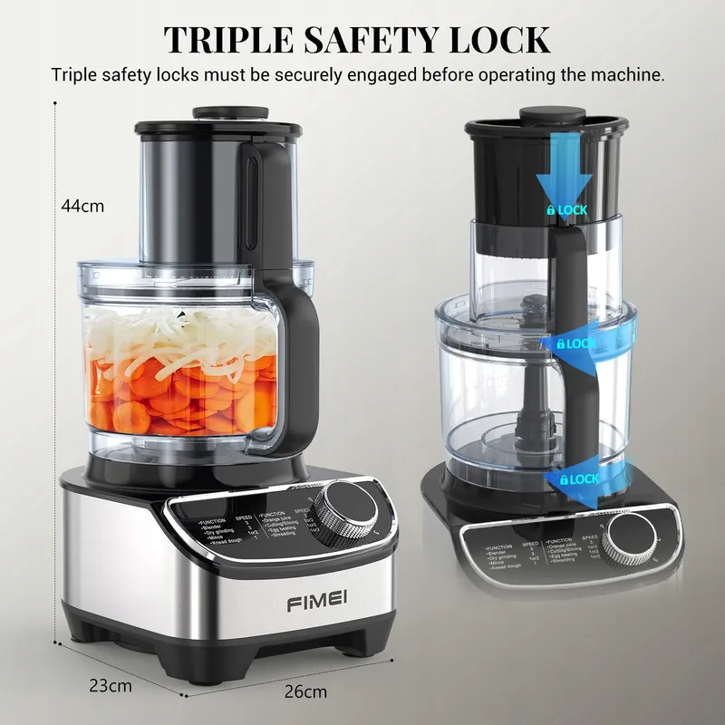 FIMEI Keukenmachine 1300W 3 Snelheden 35L Hakmolen 1,5L Blender — foto 2