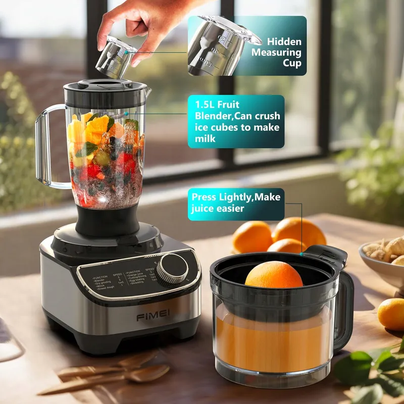 FIMEI Keukenmachine 1300W 3 Snelheden 35L Hakmolen 1,5L Blender — foto 7