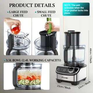 FIMEI Keukenmachine 1300W 3 Snelheden 35L Hakmolen 1,5L Blender — miniatuur 4