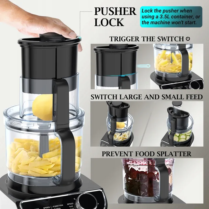 FIMEI Keukenmachine 1300W 3 Snelheden 35L Hakmolen 1,5L Blender — foto 3