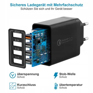 USB Oplader 4-Poorts Adapter 33W QC 3.0 — miniatuur 5