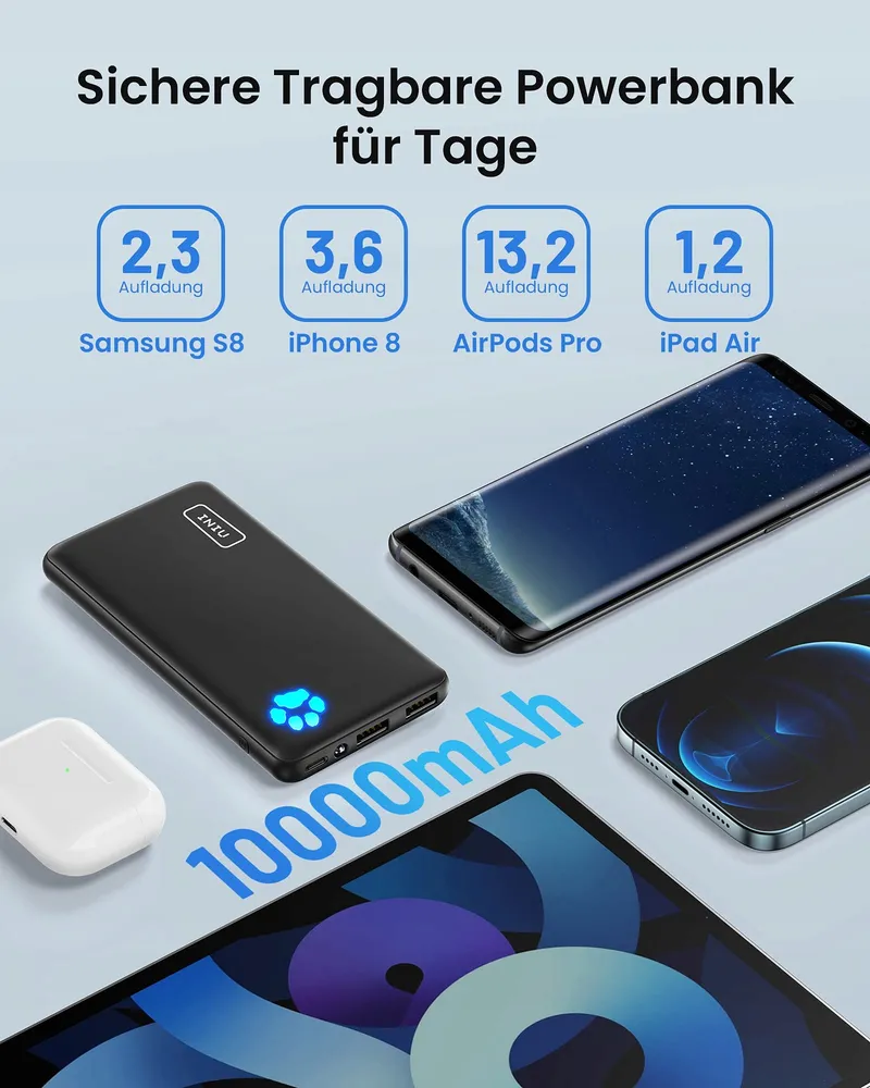INIU Powerbank 10000mAh USB C Ultra Slim Snel Opladen — foto 5