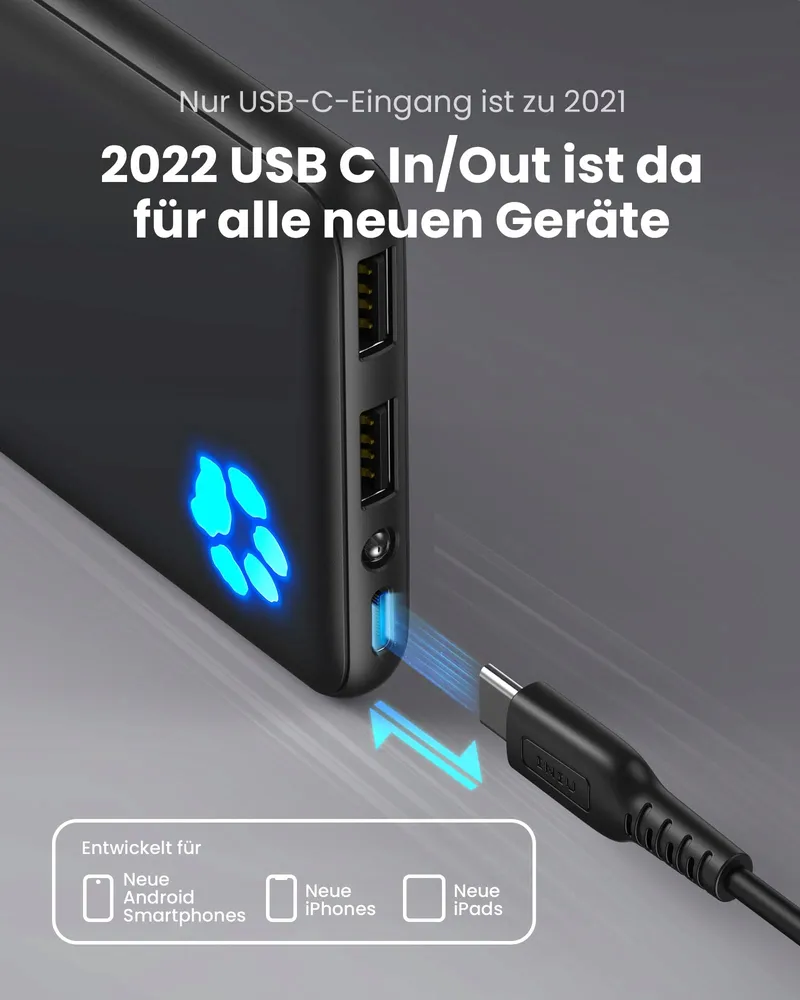 INIU Powerbank 10000mAh USB C Ultra Slim Snel Opladen — foto 3