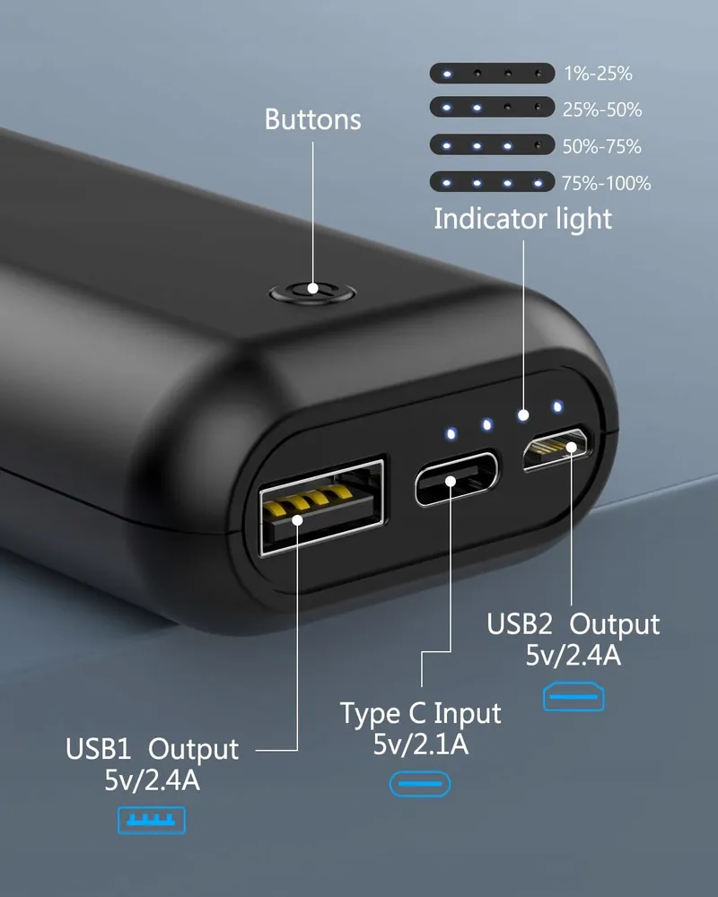 HGANUS Powerbank 10000mAh Compact USB C Micro — foto 4