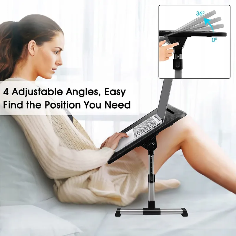 AIROPEN Laptoptafel Bed Verstelbaar met Lade Zwart 60x34cm — foto 4