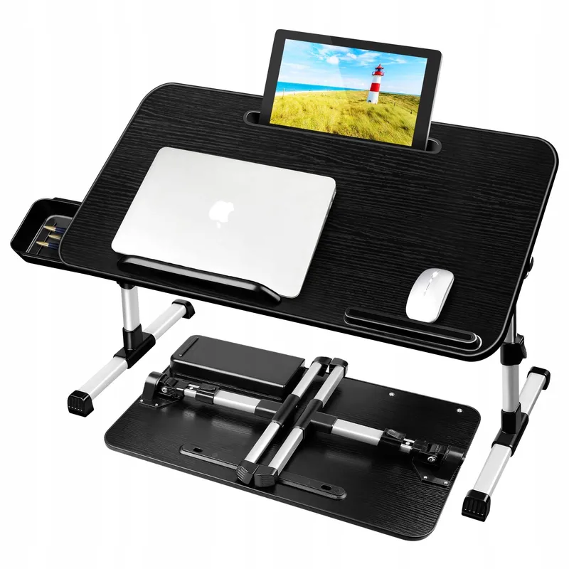 AIROPEN Laptoptafel Bed Verstelbaar met Lade Zwart 60x34cm — foto 1