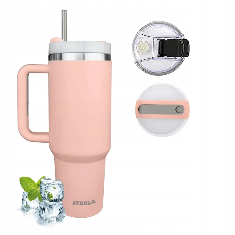 SIMPLE MODERN Thermosbeker Met Handvat En Rietje RVS 1180ml Blush — foto 9