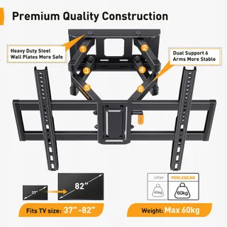 PERLEGEAR TV Muurbeugel Draaibaar 37-82 Inch 60kg — miniatuur 4