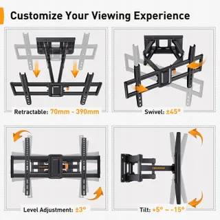 PERLEGEAR TV Muurbeugel Draaibaar 37-82 Inch 60kg — miniatuur 2
