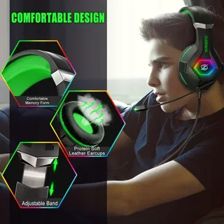 OZEINO Bekabelde Gaming Headset Microfoon 3D Geluid RGB — miniatuur 4