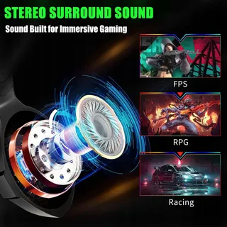 OZEINO Bekabelde Gaming Headset Microfoon 3D Geluid RGB — miniatuur 2