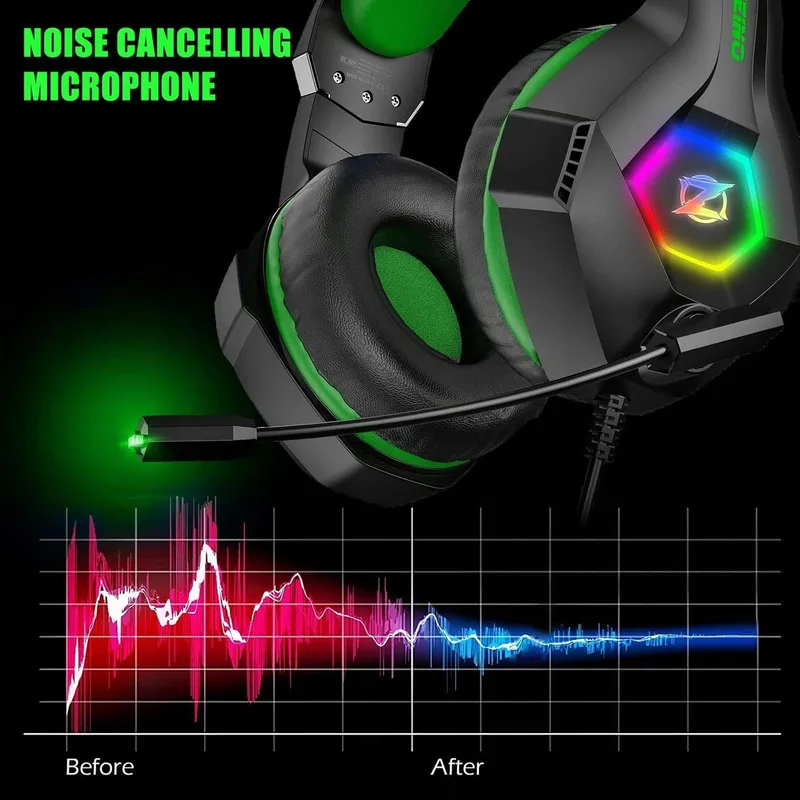 OZEINO Bekabelde Gaming Headset Microfoon 3D Geluid RGB — foto 3