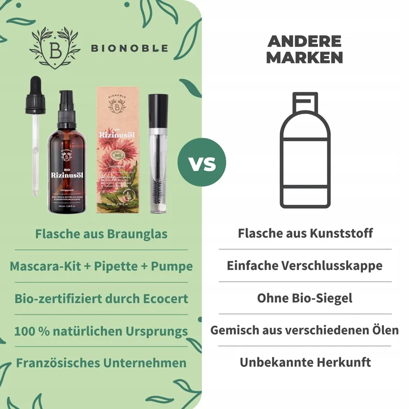 BIONOBLE Ricinusolie Bio 100ml Natuurlijk Haar Wimpers Wenkbrauwen Nagels — foto 5