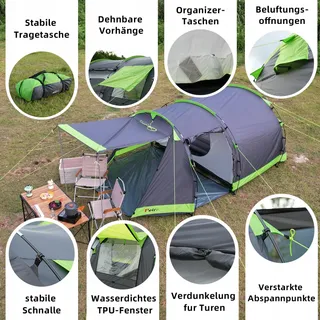 PEIRHW Tipi Tent 4 Personen Groot Waterdicht 3000mm Afneembare Bodem — miniatuur 2