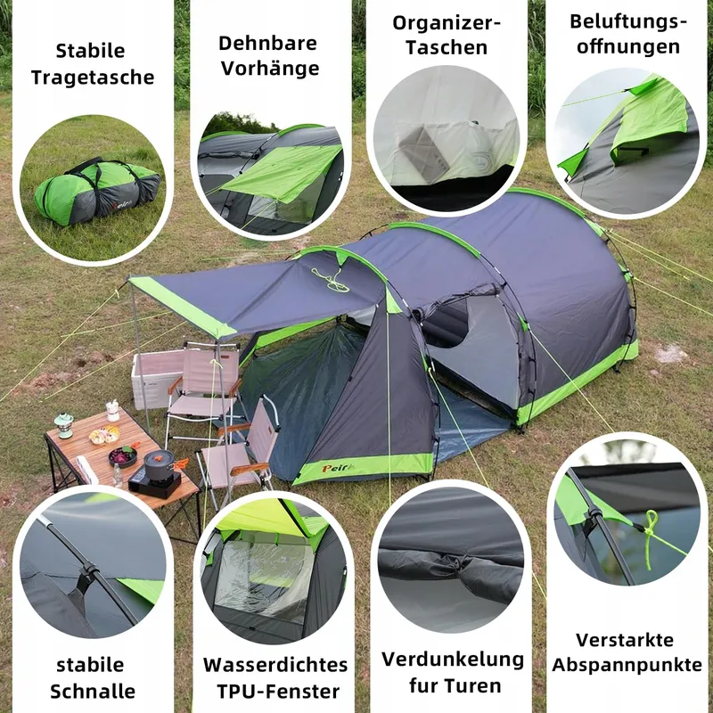 PEIRHW Tipi Tent 4 Personen Groot Waterdicht 3000mm Afneembare Bodem — foto 2