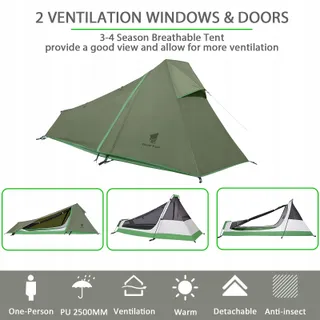 GEERTOP Bivaktent 1 Persoon Lichtgewicht Camping Trekking Wandelen — miniatuur 3