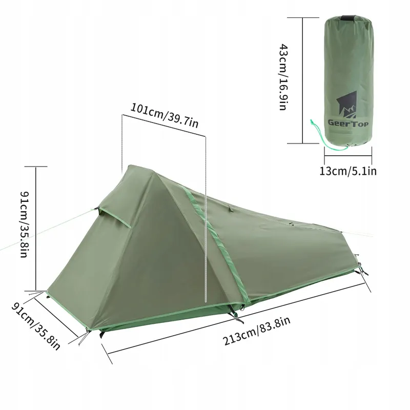 GEERTOP Bivaktent 1 Persoon Lichtgewicht Camping Trekking Wandelen — foto 7